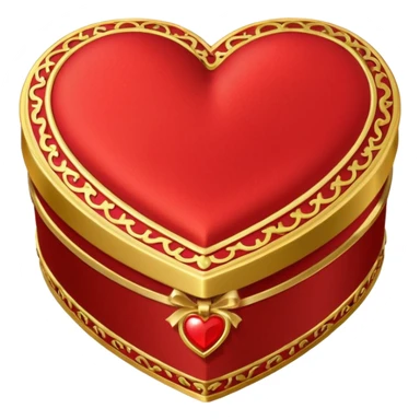 rococó caja de regalo en forma de corazón rojo con dorado sticker