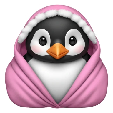 A cute penguin snuggled in a pink blanket  sticker