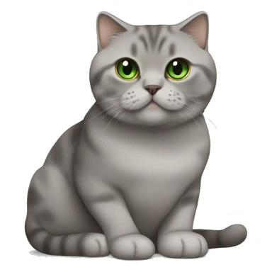 Scottish fold cat in grey with Green eyes + Brown british shorthair with Brown eyes sitting  sticker