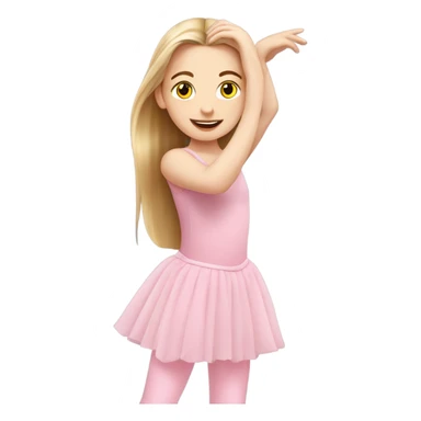 white girl, pink ballet girl. ballet pose, long hair sticker