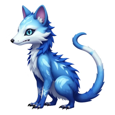 Kawaii cool cold dark cute gloomy ghoulish edgy fantasy ethereal feline-vernid-sergal-possum-monster-fursona animal creature full body with intricate markings  sticker