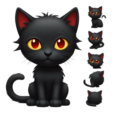 Edgy Black Cat with Long Emo Hair with Red Streaks sticker