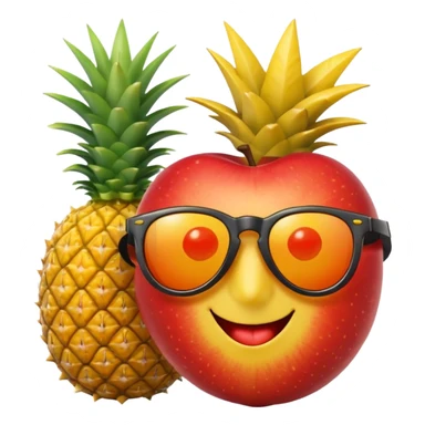 Fruit with Sunglasses, apple, lemon, orange, pineapple.  sticker
