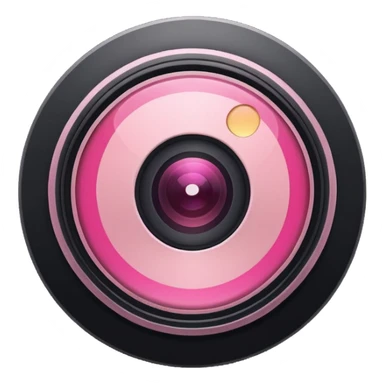 A round camera lens, apple emoji style, minimalist, with highlights, pink, no faces, no smileys, only lens, variant 6 sticker