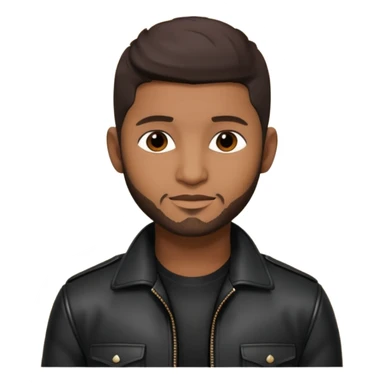 Usher with dark brown hair, black leather outfit sticker