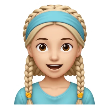 big lose braided woman face wiith big visible braids and mono color headband on head excited face sticker