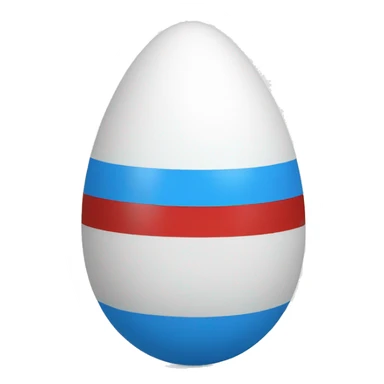 egg wrapped in white, blue and red foil sticker