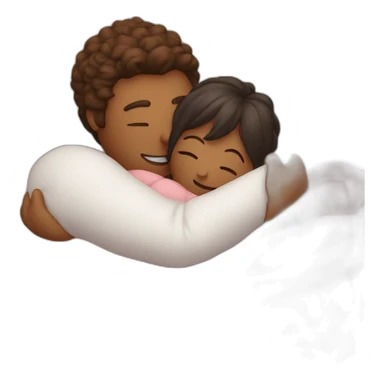 lovers cuddle and hugging in ball of comforter sticker