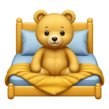 Fuzzy yellow teddy bear tucked in bed  sticker