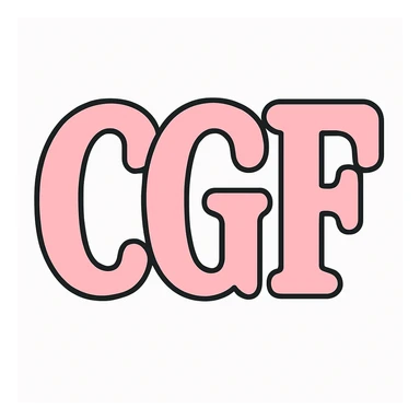 Change the border and fill to pastel pink. Use a classic font for 'CGF'. Keep the style and transparency the same. sticker