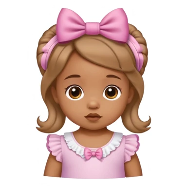 medium skin tone baby girl with bows in her hair sticker