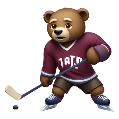 Bear playing hockey maroon jersey sticker
