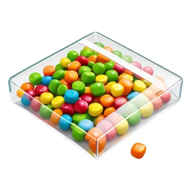 Geometric minimalist Skittles package, just a rainbow colored square with a small spill of green round candies. Ultra clean design. sticker