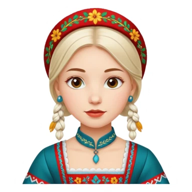 Young beautiful white girl in latvian traditional folk costume sticker