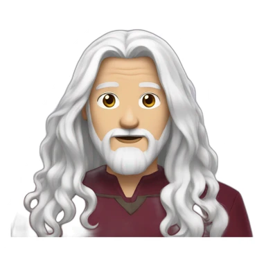 avatar roku long white hair and beard and maroon dress sticker