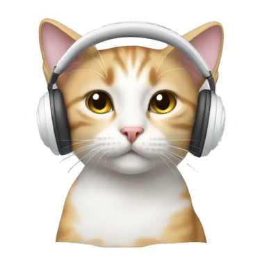 Cat with white headphones  sticker