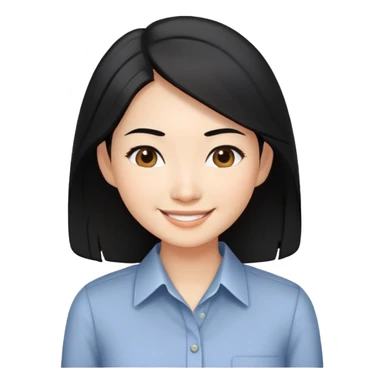 cubby Asian woman with shoulder length black hair smiling business casual shirt sticker