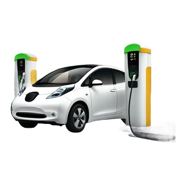 Electric car charging at a station sticker