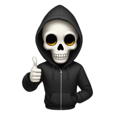 Skeleton in black hoodie thumbs up sticker