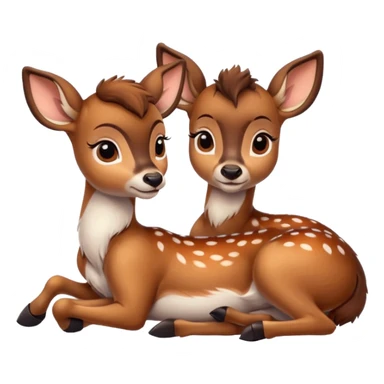 two Bambi deer lying cute sticker