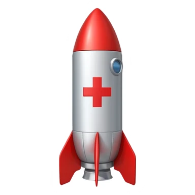 a rocket with a red cross on it sticker