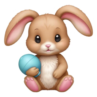 baby rabbit with a cute toy sticker