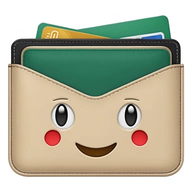minimalist light beige wallet without dollar signs, dark green bills sticking out, emoji style sticker