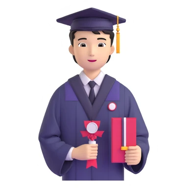 Japanese male high school graduate in formal uniform with diploma at ceremony sticker