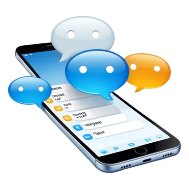 smartphone with text message bubbles sticker