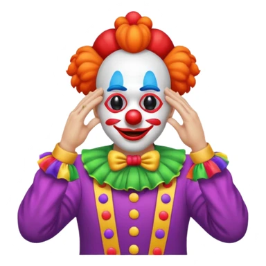 Clown covering eyes but showing butt sticker