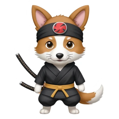 Cardigan corgi as a ninja from naruto sticker