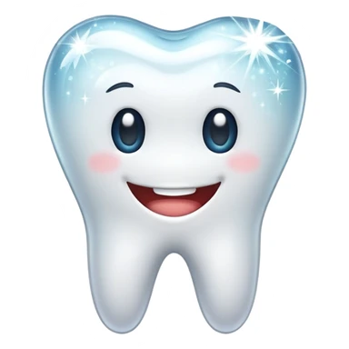 smiling tooth with sparkles, representing healing sticker