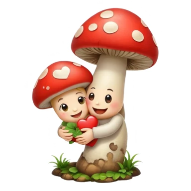 The happy heart hug a mushroom sticker