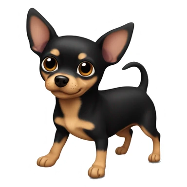 Black chihuahua mixed with wiener dog, black everything but white chest and paws, brown hazel eyes. sticker