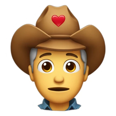 crying cowboy with hearts sticker