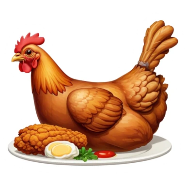 chicken eating a fried chicken leg sticker