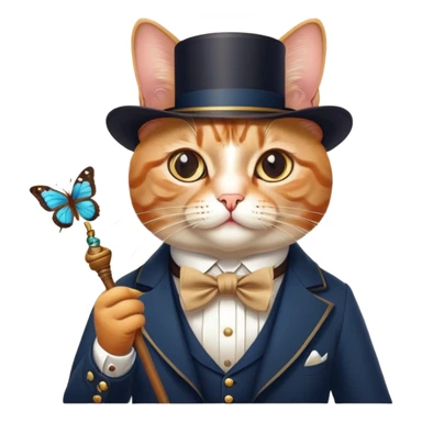 Ariatocrat cat. He walks with a monocle and a stick. Loves museums and theaters. You can also add a butterfly to it. sticker
