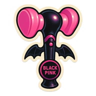 BLACKPINK-inspired gothic lightstick, no hearts, playful and stylish, black and pink colors sticker