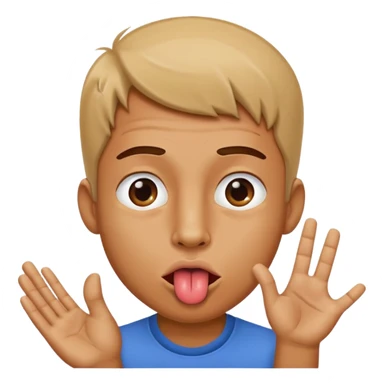 Man sticking his tongue out and looking off to the side making a y with his hand  sticker