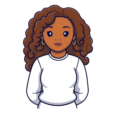 Black woman with long brown ringlet curls sticker