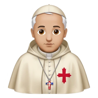 The pope wearing a robe with a Chicago flag sticker