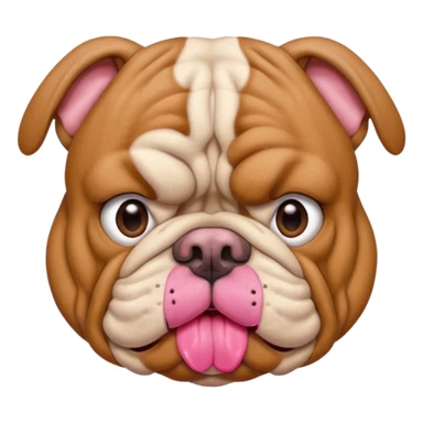 light brown bulldog facing forwards, head and shoulders sticker