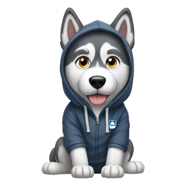 Husky wearing a hoodie sticker