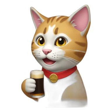 gato tomando cerveza sticker