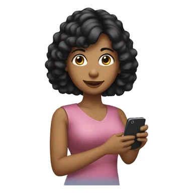 black haired woman with a cell phone in her hand sticker