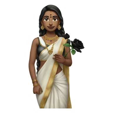 a beauitful hindu Desi woman holding a black rose sticker