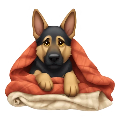 Sleepy German shepherd with blanket sticker