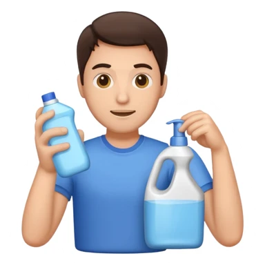 brunette man holding laundry detergent sticker