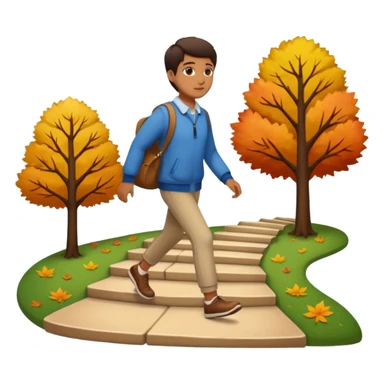 Character walking forward, seasons changing behind each step sticker