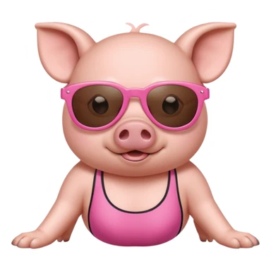 cute pig wearing cool sunglasses and bathing suit on all fours sticker